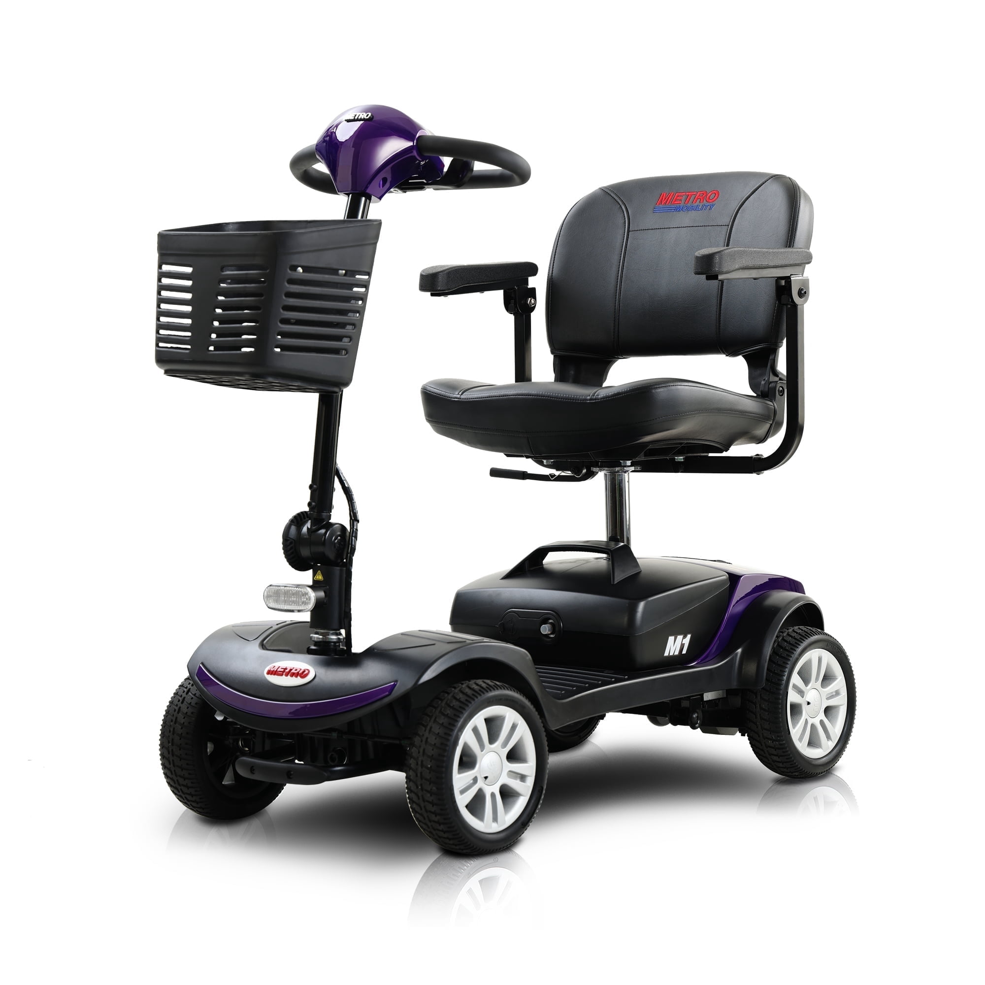 Leadzm 4-Wheel Mobility Scooter with Storage Bins & Adjustable Seats, Purple, 300 lb Limit