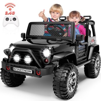 Joyracer 2 Seater Kids Ride on Truck with Remote Control, 4×200W Motor, Electric Battery Powered Toys Car w/ 4 Wheels Spring Suspension, 3 Speeds, LED Lights, Bluetooth Music