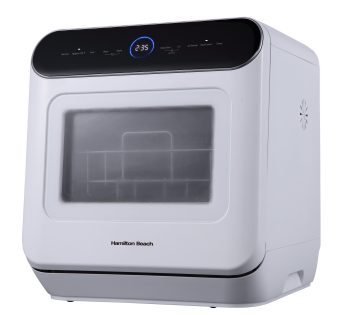 Hamilton Beach 6-Liter 2 Place Setting Portable Countertop Dishwasher, No Hookup Unit for Tabletop, Apartment, or RV, White