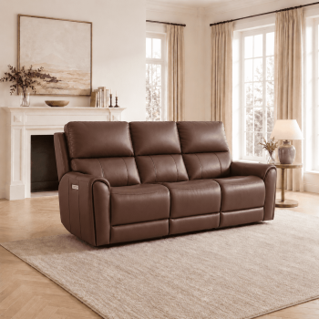 Ellesophas Zero Gravity Power Reclining Sofa, Top Grain Leather 3-Seat with Adjustable Headrest