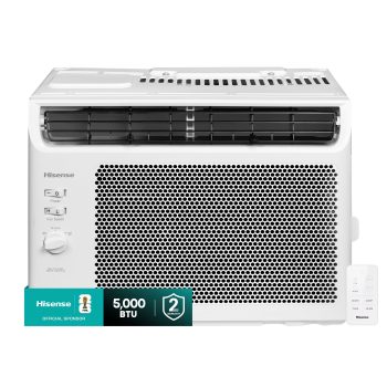 Hisense 5,000 BTU Window Air Conditioner 150 sq ft. Easy Clean, Easy to Install, 4-Way Air Direction, Powerful Cooling with Ultra Quiet Comfort, White (WAW0525CM1W)