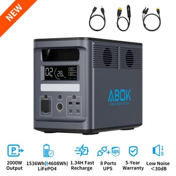 ABOK Ark2000 Expandable Power Station 2000W, 1536Wh LiFePO4 (Up to 3072Wh) for Home Backup, Blackouts & Hurricanes