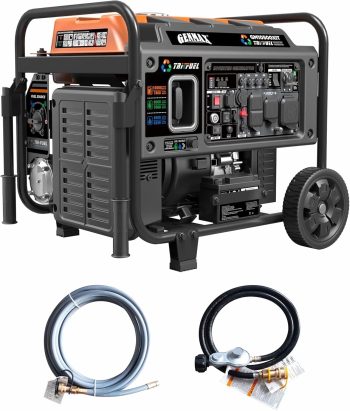 10500W Genmax Tri Fuel Open Frame Inverter Generator with Ats Port, Low Noise & CO Safety Sensor, Digital Readout 50A Outlet for RV, Construction & Household Backup