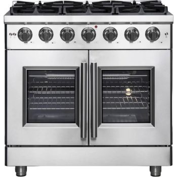 Forno Massimo 36-Inch Freestanding French Door Gas Range, 6 Burners, Convection Oven, Energy Efficient