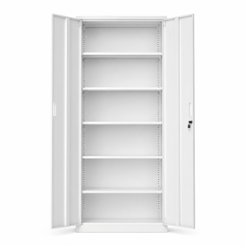 71" Tall Metal Storage Cabinet with 2 Locking Doors and 5 Adjustable Shelves, Steel Utility Cabinet for Garage, Home Office, Gym, School and Workshop, White