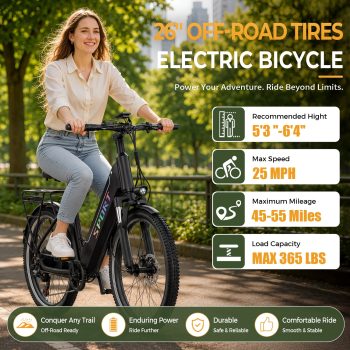 ASKGO F29 Electric Bike, 750W Rated Motor, 25MPH Ebike for Adults Age 16+, 48V 15Ah Removable Battery, 7 Speeds, Class 3 UL2849 Certified