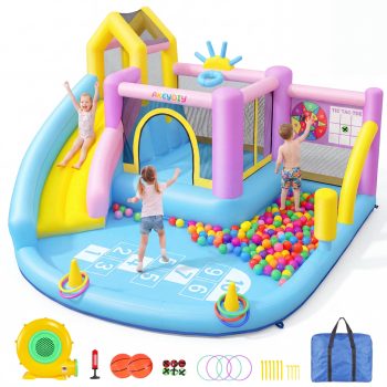 Adnoom 9.2×8.4FT Bounce House for Toddler Kids 3-8, 10-in-1 Inflatable Bounce House with Blower, Bouncy Castle Water Park with Slide, Splash Pool for Backyard Party