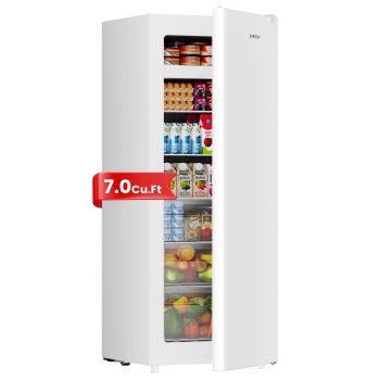 BANGSON 7.0 Cu.ft Upright Convertible Freezer/Refrigerator,Stand Up Freezer with Reversible Door, Garage Kitchen Apartment Ready
