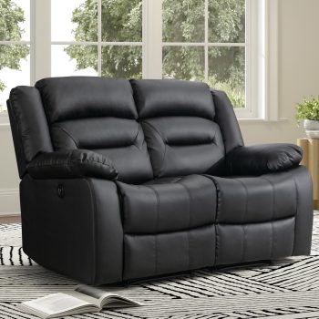 Bonzy Home Faux Leather Power Loveseat Recliner, Electric Reclining Sofa with Overstuffed Armrests, Comfortable 2-Seater Couch for Living Room, Bedroom, Office, (loveseat)
