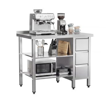 Ktaxon Stainless Steel Work Table with 3 Drawers, Backsplash and Undershelf, Commercial Prep Table
