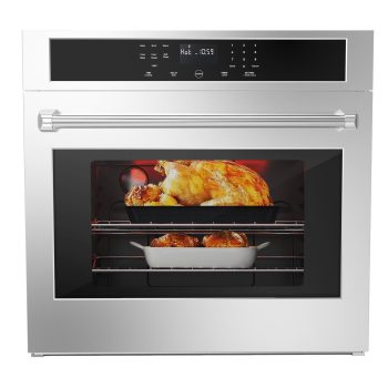 Superior 30" Built-in Stainless Steel Convection Wall Oven 4.8 Cu.Ft, Touch Controls, Self-Cleaning, Safety Lock, 3800W Power for Baking/Broiling/Roasting, Modern Kitchen, Silver