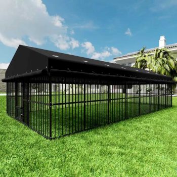 Wallowsun 10x20x6 FT Outdoor Dog Kennel, Heavy-Duty Metal Dog Cage with Swivel Door and Full-Cover Waterproof Oxford Cloth Enclosure, Weatherproof Shelter for Medium & Dogs