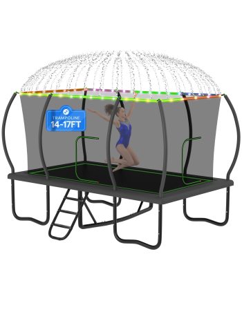 DeepRoar 2026 Upgraded 1500LBS Rectangle Trampoline 8x14FT Outdoor Square Trampoline Long with Safety Enclosure Net, Heavy Duty Frame and Legs, Big Rectangular Gymnastics Trampolines