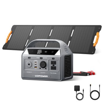 UDPOWER C400 256Wh Solar Generator Kit with 120W Foldable Solar Panel | 400W Portable Power Station + Fast Solar Charging for Camping, RV, Emergencies