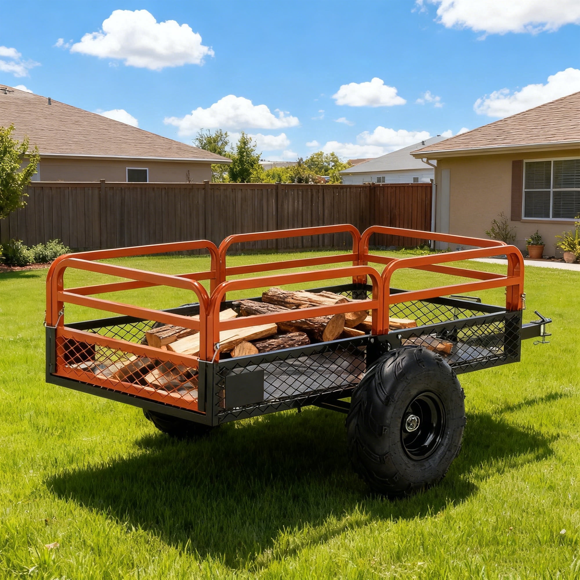 1500lbs Capacity 15 Cubic feet Dump Cart Trailer, Heavy Duty Tow Behind Hauling & Dumping Wagon for ATV, UTV, Lawn Tractor and Garden Use