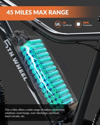 5TH WHEEL WLB17 26" Electric Bike for Adult, 500W Peak Ebike with 36V 10.4Ah Removable Battery, Electric Bicycle with 7 Speed, UL2849