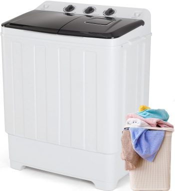 Adnoom Portable Washer 30lbs, 2-in-1 Twin Tub Washer & Dryer Combo Compact Semi-Automatic Washing Machine with Drain Pump