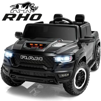 iYofe 24V 2 Seater Ram 1500 RHO Ride on Toy with Remote Control and Bluetooth, Battery Powered 4 Wheels Truck, Electric Car for Kids Toddlers 3-8, Black