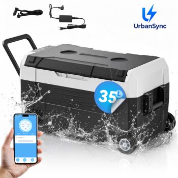 UrbanSync 12 Volt Refrigerator, 37 Quart (35L) Car Fridge, Car Refrigerator -4℉~50℉, Portable Freezer for RV, Camping, Travel