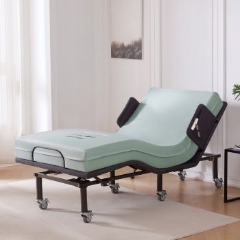 Twin XL Adjustable Bed Frame with Side Rails for Elderly Adults - Adjustable Bed with Mattress - 6" Convoluted Mattress, Wireless Remote, UnderBed Light, Brake Wheel Legs Zero Gravity Bed