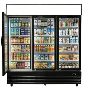 Cooler Depot NSF 74 in. Commercial Glass Door Merchandiser 49 Cu.Ft. 3-Door Refrigerator Energy Saving Cooler ETL