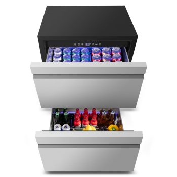 Nipus 24 in Can Drawer Beverage refrigerator,5.2 cu.ft.Dual Zone,Under Counter Built-In Stainless Steel for Home & Commercial Use