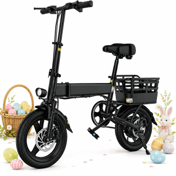14" Folding Electric Bike for Adults, 500W Commuter Ebike with 360WH Battery, 20MPH & 20 Miles, UL2849, Mini Bicycle with Basket