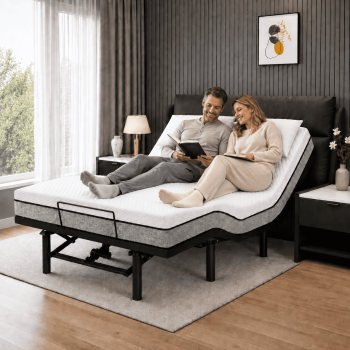 PAPROOS Queen Adjustable Bed Frame, Electric Bed Base with Head & Foot Incline, Wired Remote, Zero-Gravity Position, 750 lb Capacity, 14" Foldable Metal Platform, Easy Assembly, Black