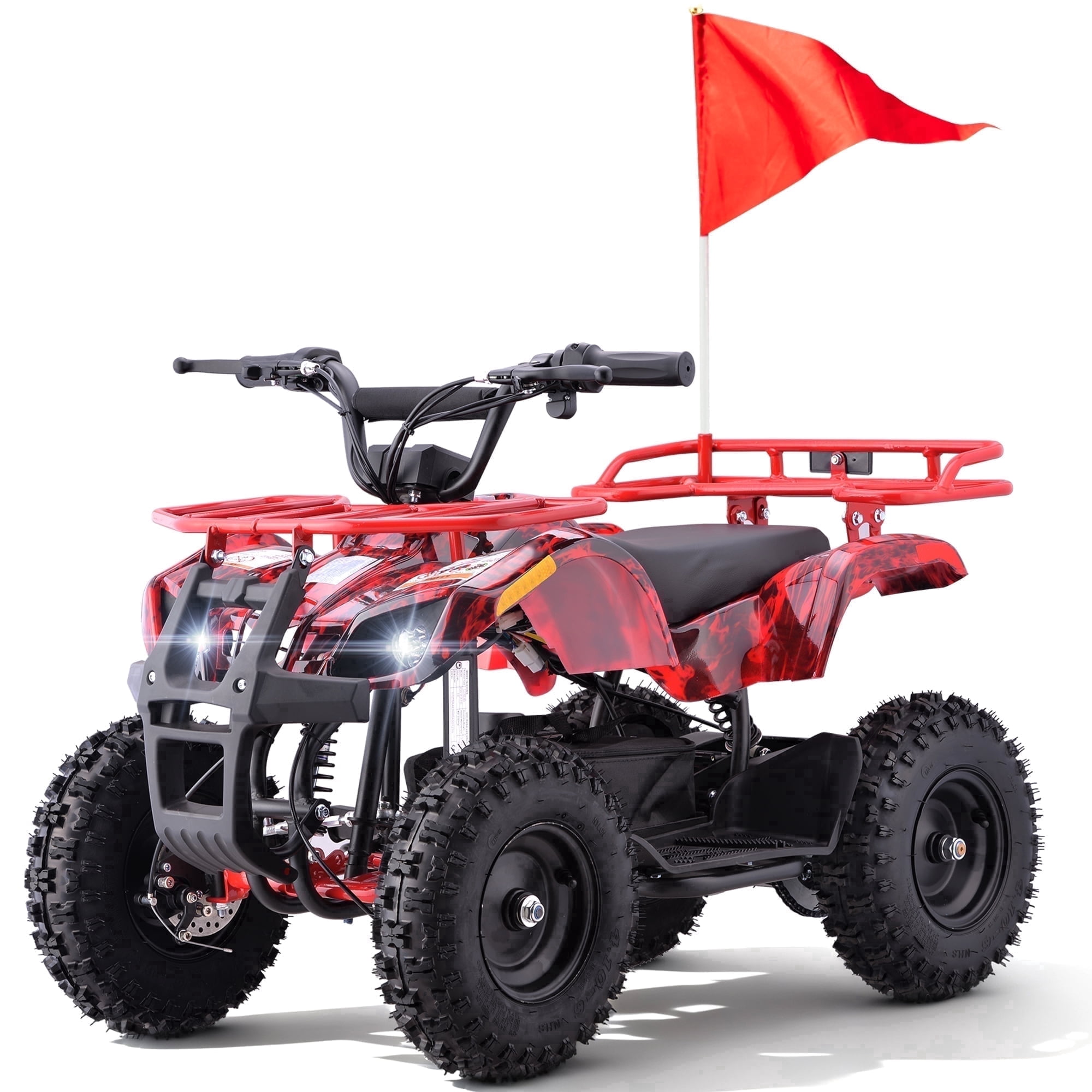 QEASET Electric atv Dirt Quad, 36V 500W Motor, 12-15mph Speed, Twist Grip Acceleration & Hand Operated Disc Brakes,Knobby Air Tires, Holiday Gifts