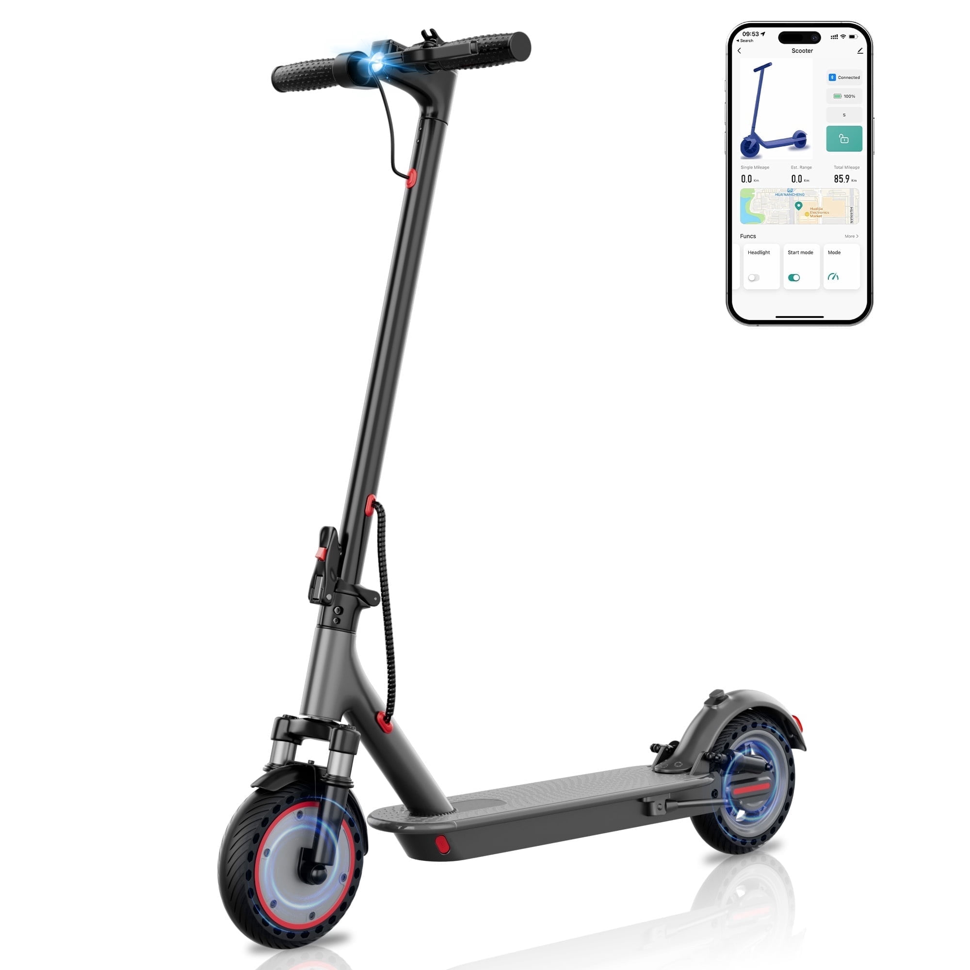 500W Electric Scooter for Adults, Up to 22 MPH & 23 Miles Range, 10" Solid Tires, Foldable Commuter E Scooter with Smart APP Control, Dual Braking System, UL2272 Certified