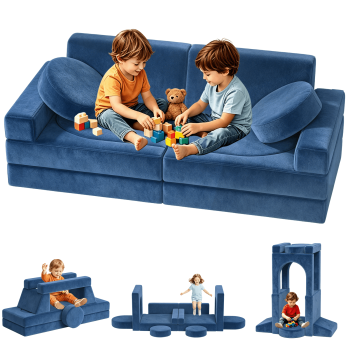12 PCS Modular Kids Play Couch, Foam Toddler Sofa & Kids Couch Playset, Buildable Play Couch for Playroom, Living Room