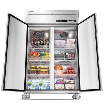 Coolski 48 in. 36 cu. ft. Auto / Cycle Defrost 2-Door Commercial Reach in Upright Freezer in Stainless Steel, ETL DOE Approved