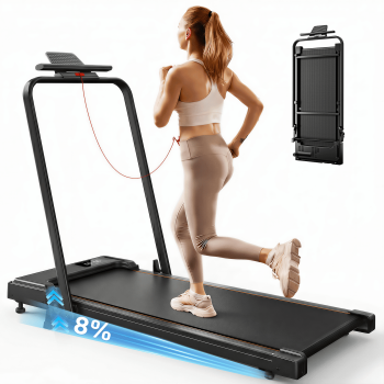 Treadmill 2 in 1 for Home/Office,Patbrela 300 Lbs Walking Pad Treadmill with HandleBar,Under Desk Treadmill,LED Display & Remote Control