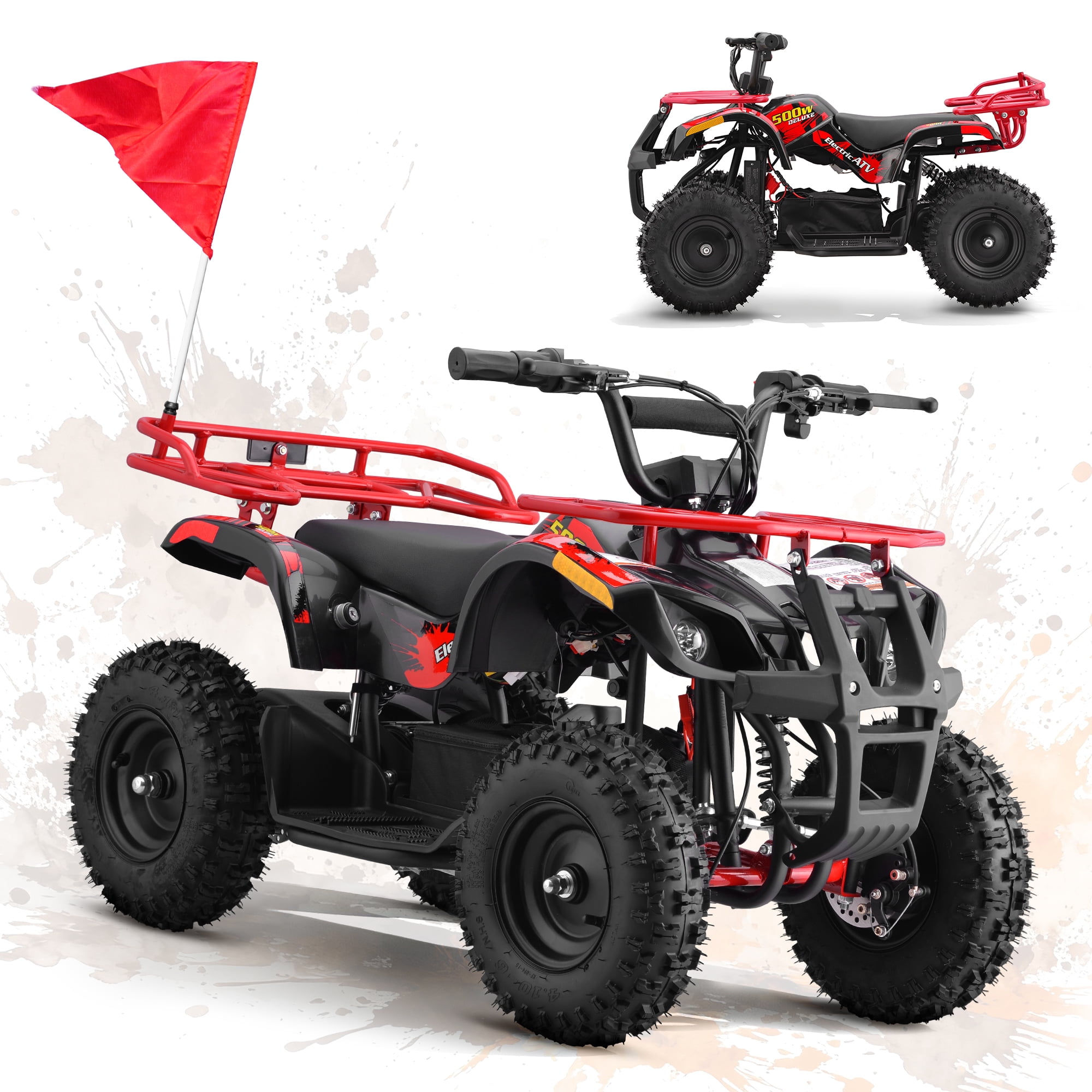 HOVERHEART Electric Dirt Quad,36V 500W ATV 4-Wheeler with Suspension,15 Mile Range,Red