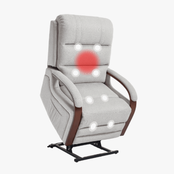 Dual Motor Power Lift Recliner with Massage & Heat – Egyptian Velvet, Side Pockets, for Seniors
