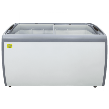 NSF 60 in. W 11.7 Cu. ft. Commercial Freezer, Curved Glass Door Display Chest Freezer in White