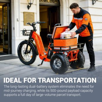 ADDMOTOR Greattan D Cargo Electric Tricycle for Adults, 750W 65Miles/130Miles 48V/ Etrike, 500Lbs Payload, 7" Fat Tires Electric Trike with Big Rear Basket for Family, Farm, Delivery