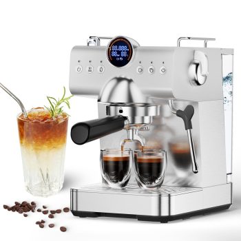 Kndko 20 Bar Espresso Machine with 58mm Commercial Portafilter, Hot & Cold Brew, Steam Wand, LCD Display, 50oz Removable Tank, Self-Cleaning, Single/Double Shot
