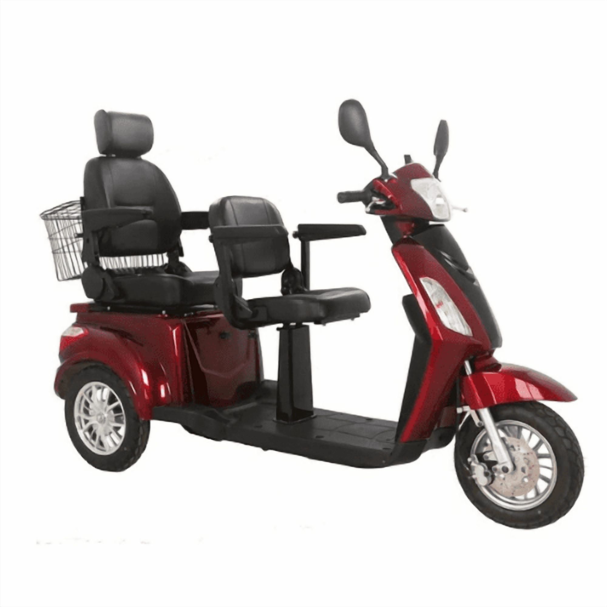 GTX-L-60 Two Seater Electric Mobility Scooter for Adults Seniors, Tandem Riding Design with Large Basket, Smart Charger, Shock Absorbers, High Weight Capacity