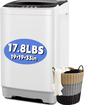 Adnoom Portable Washing Machine, 17.8 lbs Fully Automatic Compact Washer, 10 Wash Programs, Washer and Spin Dryer Combo with Dump Pump, Ideal for Apartment Dorm Camping