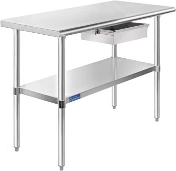 Express KitchQuip 430 Stainless Steel Work Table with Drawer | Commercial & Residential Kitchen Laundry Garage Utility Bench | NSF Certified (Table + Drawer) (72" Long x 24" Deep)