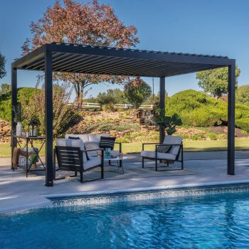 Backyard Discovery Sarasota 14'x10' Galvanized Steel Louvered Pergola Kit, Adjustable Roof