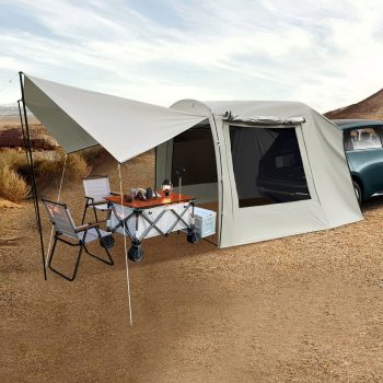 ToppiJoy 15*7*6ft Car Awning Outdoor Tent for Camping, Achieve Canopy Waterproof Camping Tents with 2 Mesh Windows, Windproof Hatchback for Car Camping Tent
