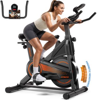 Patbrela Magnetic Exercise Bike, Indoor Stationary Bike, 100 Levels Adjustable Resistance, Cycling Bike for Home Gym Workout Equipment
