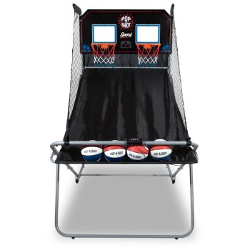 Pop-A-Shot Official Dual Shot Sport Arcade Basketball Game - Black - 81 Inches Tall - 10 Game Modes - Foldable - 4 Basketballs