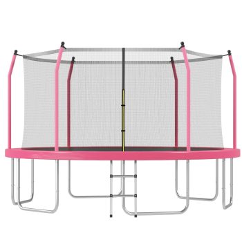 EUROCO 16FT Trampoline with Enclosure Net for Kids and Adults, 1500LBS Backyard Outdoor Large Tranpoline