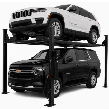 Atlas Automotive Equipment PRO8000EXT 4-Post Vehicle Storage Lift, 10 Minimum Ceiling Height, 8,000lb Capacity, Extra Tall, 110V, Portable/Free Standing, Diamond Plated Runways, For DIY/Hobbyists