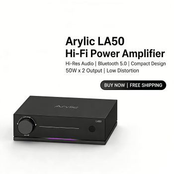Arylic LA50 Wireless Streaming Amplifier 50Wx2 Stereo Receiver with AirPlay 2 Google Cast Spotify TIDAL Connect HDMI ARC Bluetooth 5.0 for Home Theater Multiroom Passive Speakers