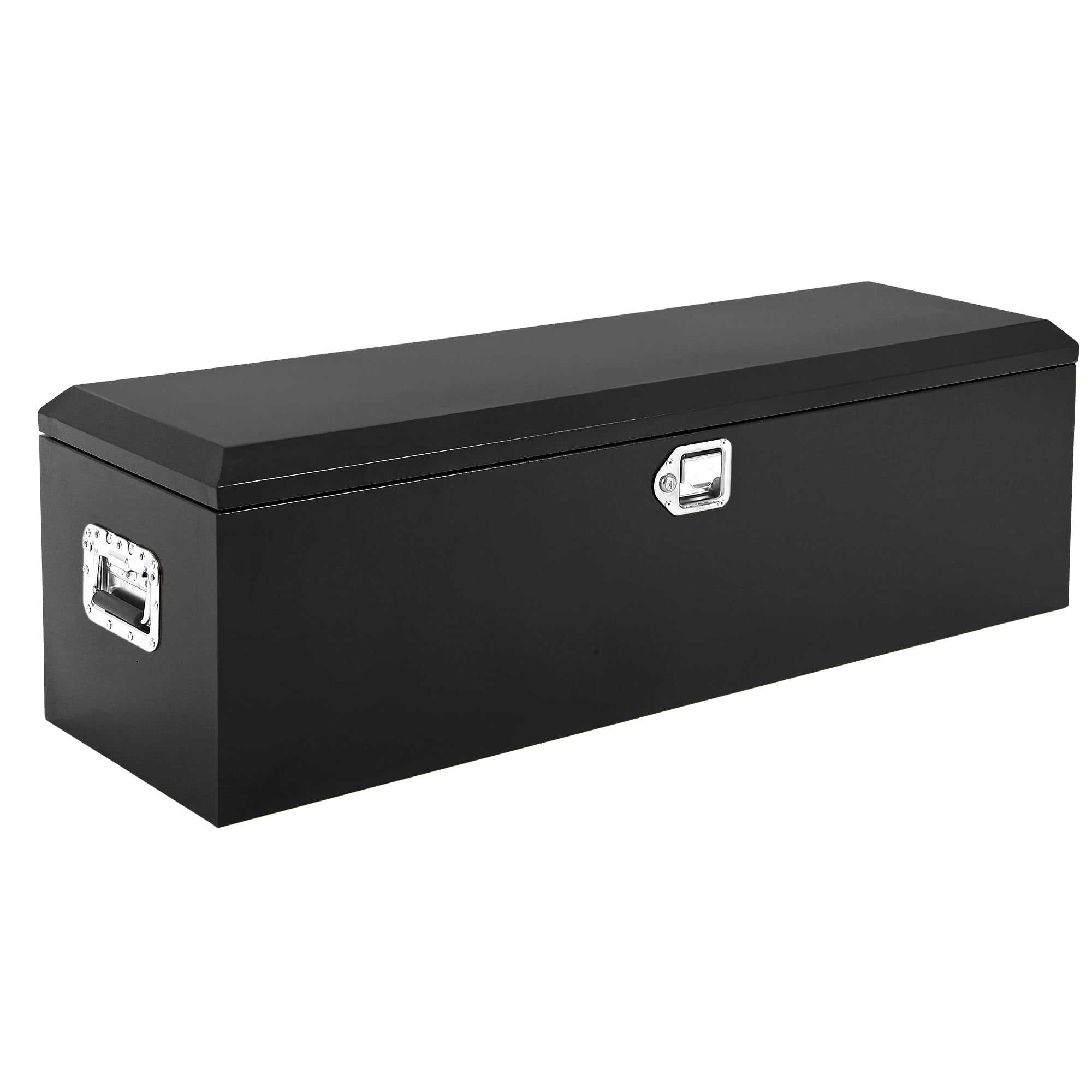 Diamond Plate Steel Truck Bed Tool Box, Heavy Duty Storage Organizer with Lock Keys & Side Handle for Pickup RV Trailer Black