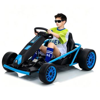 Sakiyr 24V 9AH Go Kart for Kids Teens, 8.1 MPH Drift Kart with High/Low Speed, 2x300W Motors, Music, Power Didplay, Ages 6-12 Max Load 155 lbs